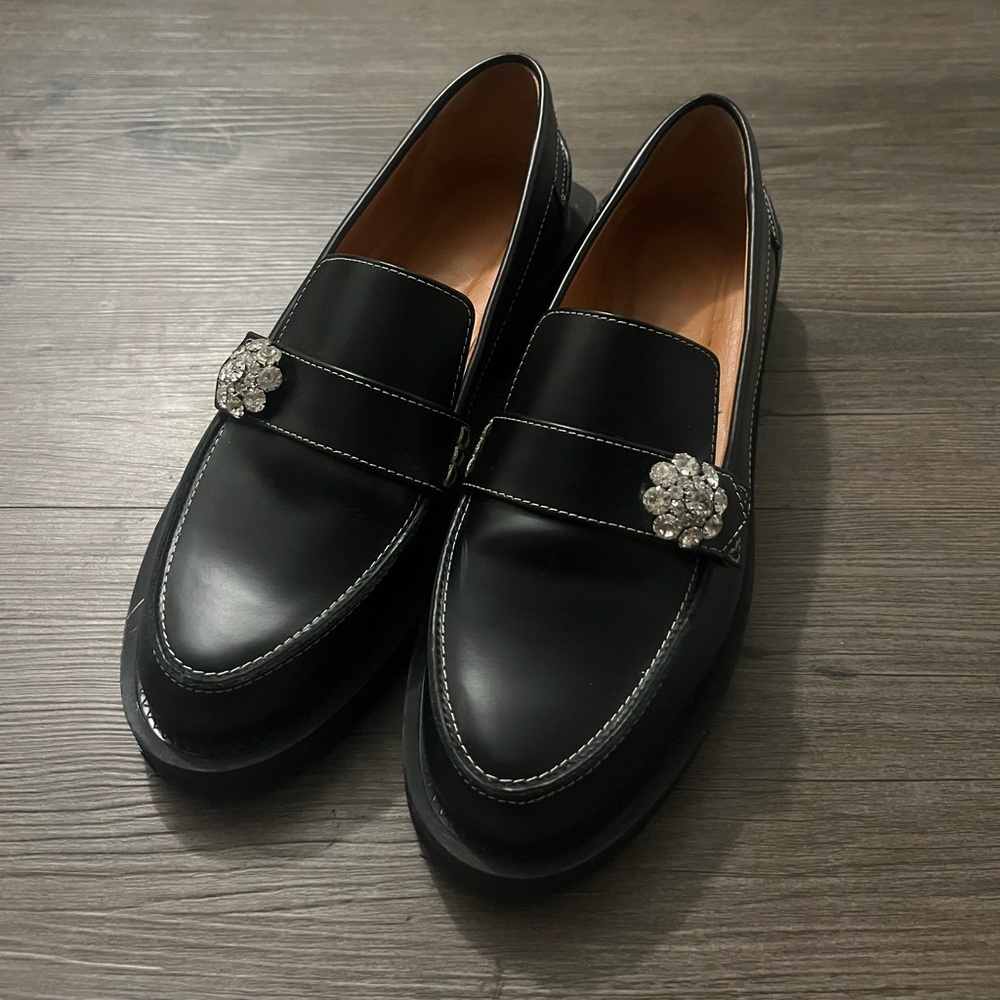 Ganni Crystal Embellished Loafers